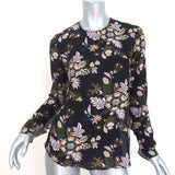 A.L.C. Open Back Blouse Cooper Black Floral Print Silk Size 4 Long Sleeve Top - Celebrity Owned