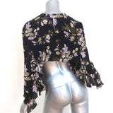 A.L.C. Open Back Blouse Cooper Black Floral Print Silk Size 4 Long Sleeve Top - Celebrity Owned