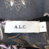 A.L.C. Open Back Blouse Cooper Black Floral Print Silk Size 4 Long Sleeve Top - Celebrity Owned