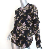 A.L.C. Open Back Blouse Cooper Black Floral Print Silk Size 4 Long Sleeve Top - Celebrity Owned