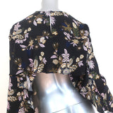 A.L.C. Open Back Blouse Cooper Black Floral Print Silk Size 4 Long Sleeve Top - Celebrity Owned