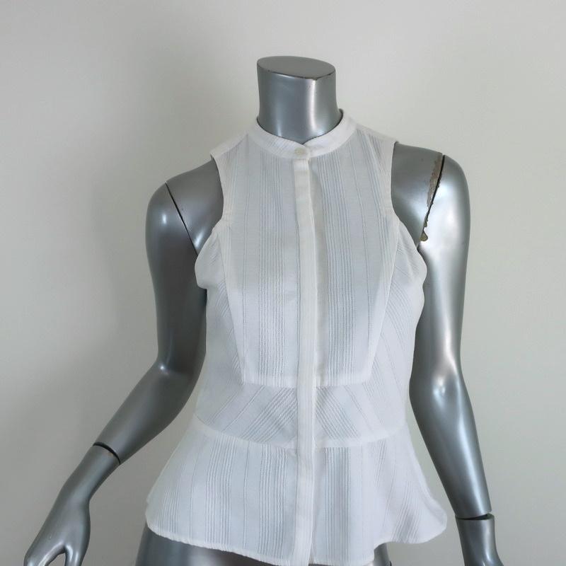 A.L.C. Peplum Top White Cotton Jacquard Size 4 Sleeveless Blouse - Celebrity Owned