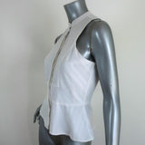 A.L.C. Peplum Top White Cotton Jacquard Size 4 Sleeveless Blouse - Celebrity Owned