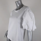 A.L.C. Puff Sleeve Tee Cassandra White Cotton Size Extra Small Short Sleeve Top - Celebrity Owned