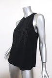 A.L.C. Top Brenner Navy Studded Crepe Size 4 Sleeveless Blouse - Celebrity Owned