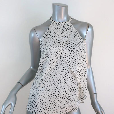 A.L.C. Top Iggy White/Black Dot Print Layered Silk Size 4 Sleeveless Blouse - Celebrity Owned
