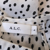 A.L.C. Top Iggy White/Black Dot Print Layered Silk Size 4 Sleeveless Blouse - Celebrity Owned