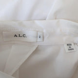 A.L.C. Twist-Back Shirt Meg White Stretch Cotton Size 2 Long Sleeve Top - Celebrity Owned