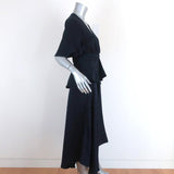 A.L.C. Twist-Front Midi Dress Avi Navy Striped Silk Size 4 Short Sleeve - Celebrity Owned