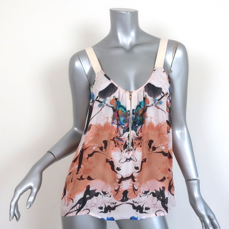 A.L.C. Zipper Tank Top Printed Silk Size Small Sleeveless Blouse - Celebrity Owned