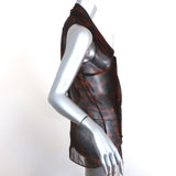Alexander McQueen Tie-Neck Blouse Leopard Print Chiffon Size 40 Sleeveless Top - Celebrity Owned