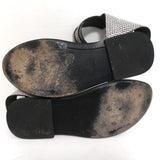 Alexander Wang Ankle Cuff Flat Sandals Alek White/Black Embossed Leather Size 37 - Celebrity Owned