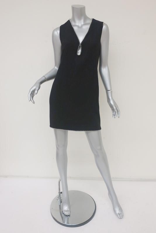 Alexander Wang Ball Chain Trim Keyhole Dress Black Crepe Size 2 Sleeveless Mini - Celebrity Owned