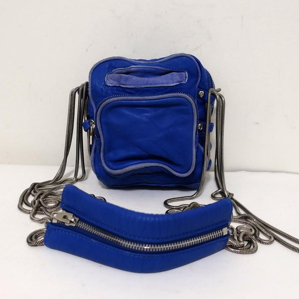 Alexander Wang Brenda Mini Camera Bag Blue Leather Chain