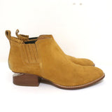 Alexander Wang Kori Ankle Boots Ochre Suede Size 38.5 Cutout-Heel Chelsea Bootie - Celebrity Owned