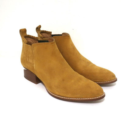 Alexander Wang Kori Ankle Boots Ochre Suede Size 38.5 Cutout-Heel Chelsea Bootie - Celebrity Owned