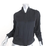 AllSaints Bomber Jacket Ellis Black Ruched Satin Size Small - Celebrity Owned