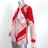 Altuzarra Blouse Chika Red/White Bandana Print Silk Size 34 Long Sleeve Shirt - Celebrity Owned