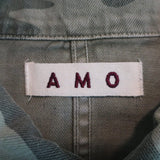 AMO Rosie Peplum Jacket Green Camo Print Denim Size Small - Celebrity Owned