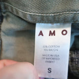 AMO Rosie Peplum Jacket Green Camo Print Denim Size Small - Celebrity Owned