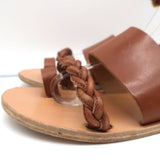 Ancient Greek Sandals Agni Ankle Strap Sandals Brown Braided Leather Size 38 - Celebrity Owned