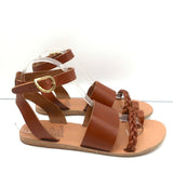 Ancient Greek Sandals Agni Ankle Strap Sandals Brown Braided Leather Size 38 - Celebrity Owned