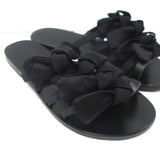 Ancient Greek Sandals Hara Bow Slide Sandals Black Satin Size 38 - Celebrity Owned