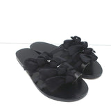 Ancient Greek Sandals Hara Bow Slide Sandals Black Satin Size 38 - Celebrity Owned