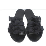 Ancient Greek Sandals Hara Bow Slide Sandals Black Satin Size 38 - Celebrity Owned