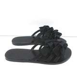 Ancient Greek Sandals Hara Bow Slide Sandals Black Satin Size 38 - Celebrity Owned