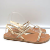 Ancient Greek Sandals Irida Slingback Sandals Off-White Braided Leather Size 38 - Celebrity Owned
