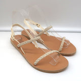 Ancient Greek Sandals Irida Slingback Sandals Off-White Braided Leather Size 38 - Celebrity Owned