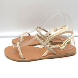 Ancient Greek Sandals Irida Slingback Sandals Off-White Braided Leather Size 38 - Celebrity Owned
