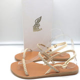 Ancient Greek Sandals Irida Slingback Sandals Off-White Braided Leather Size 38 - Celebrity Owned