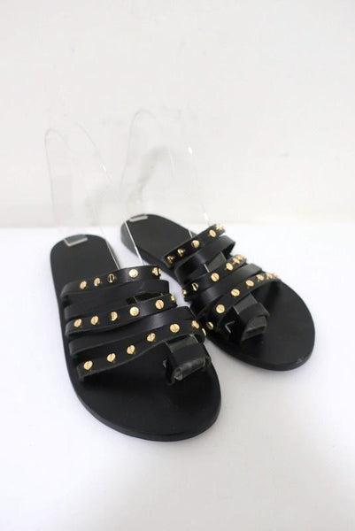 Ancient Greek Sandals Niki Nails Sandals Black Leather Size 36