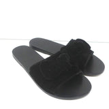 Ancient Greek Sandals Taygete Bow Slide Sandals Black Velvet Size 38 - Celebrity Owned