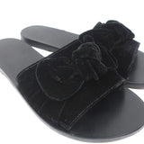Ancient Greek Sandals Taygete Bow Slide Sandals Black Velvet Size 38 - Celebrity Owned