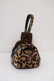 Anna Molinari Ti Bacio Bag Leather-Trim Leopard Print Pony Hair Small Satchel - Celebrity Owned