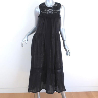 Anthropologie Maeve Midi Dress Abilene Black Metallic-Striped Size Small - Celebrity Owned