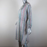 Antik Batik Dress White/Multi Printed Cotton Size Extra Small Long Sleeve - Celebrity Owned