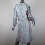 Antik Batik Dress White/Multi Printed Cotton Size Extra Small Long Sleeve - Celebrity Owned