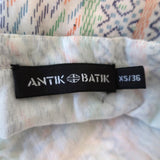 Antik Batik Dress White/Multi Printed Cotton Size Extra Small Long Sleeve - Celebrity Owned