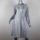 Antik Batik Dress White/Multi Printed Cotton Size Extra Small Long Sleeve - Celebrity Owned