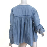 Apiece Apart Long Sleeve Top Chambray Cotton Size 6 V-Neck Blouse - Celebrity Owned