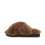 Apparis Biba Faux Fur Slippers Brown Size 7 Slide Sandals NEW - Celebrity Owned
