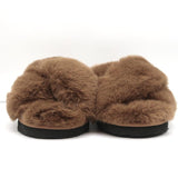 Apparis Biba Faux Fur Slippers Brown Size 7 Slide Sandals NEW - Celebrity Owned