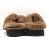 Apparis Biba Faux Fur Slippers Brown Size 7 Slide Sandals NEW - Celebrity Owned