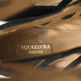 Aquazzura Belgravia Lace-Up Flats Black Cutout Suede Size 39 Pointed Toe - Celebrity Owned