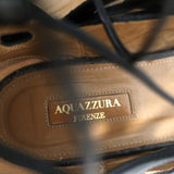 Aquazzura J’Adore Lace-Up Sandals Black Leather Size 39 Open Toe Flats - Celebrity Owned