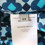 Aquilano Rimondi Collared Shirt Blue Printed Silk Size 40 Sleeveless Blouse - Celebrity Owned